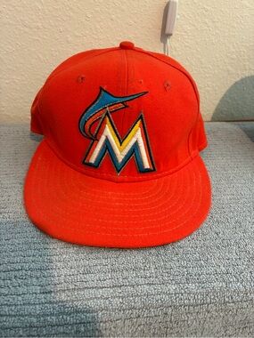 New Era Orange Miami Marlins Logo Baseball Cap